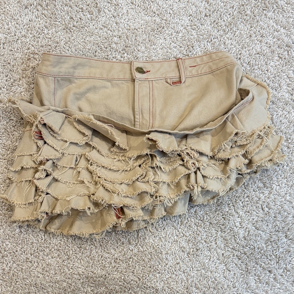 Jacquemus Beige Ruffled Mini Skirt